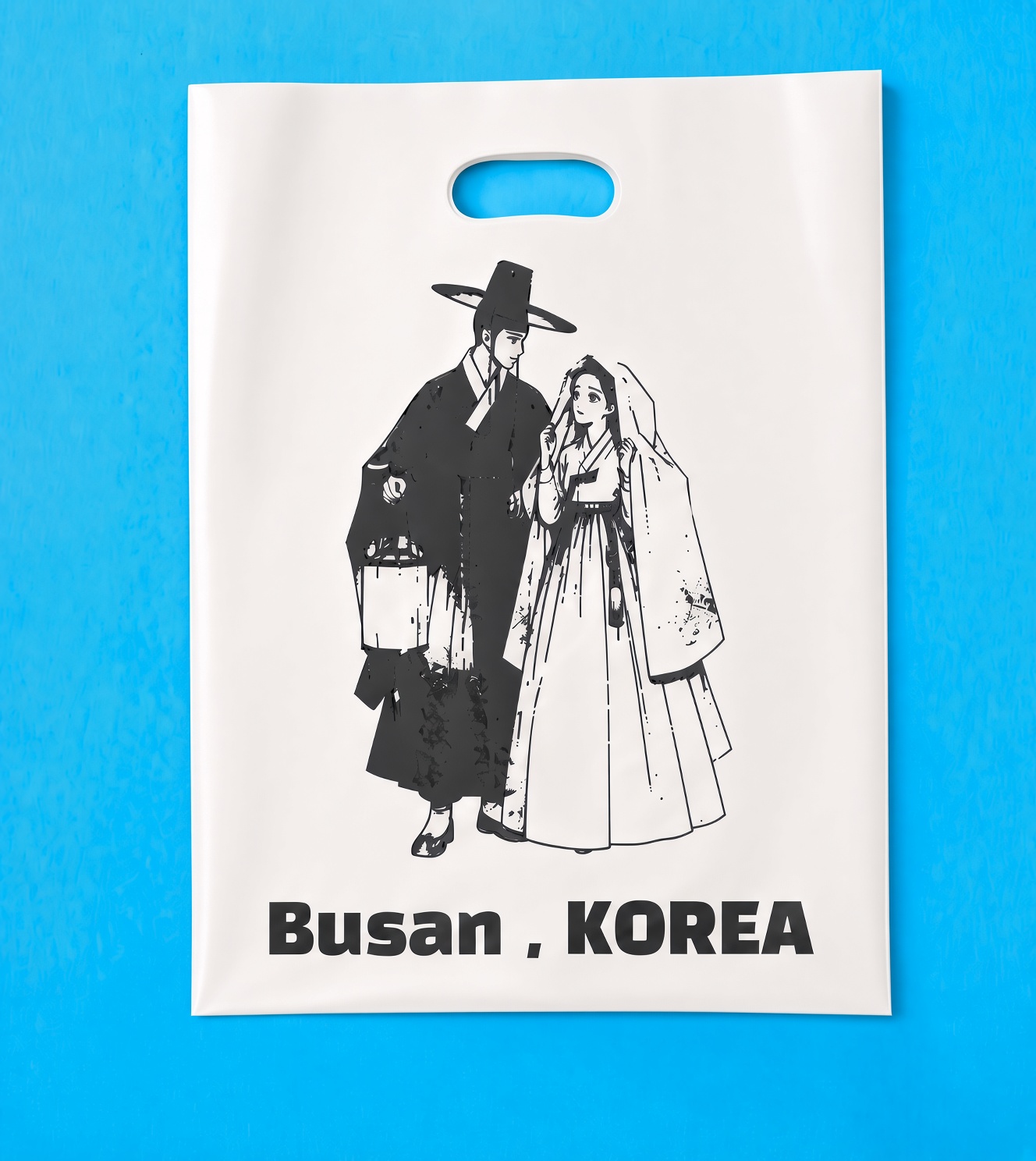 관광 기념 비닐쇼핑백 (35x45cm 두께 0.08) 기본수량 5,000장서울 부산 전주 / 검정 파랑 보라 상세 이미지 1