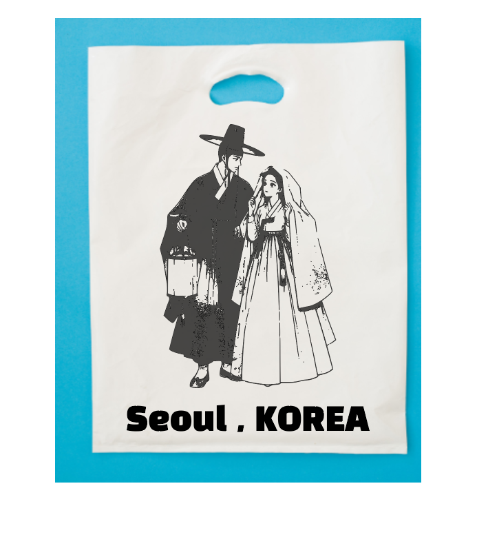 관광 기념 비닐쇼핑백 (35x45cm 두께 0.08) 기본수량 5,000장서울 부산 전주 / 검정 파랑 보라 상세 이미지 3